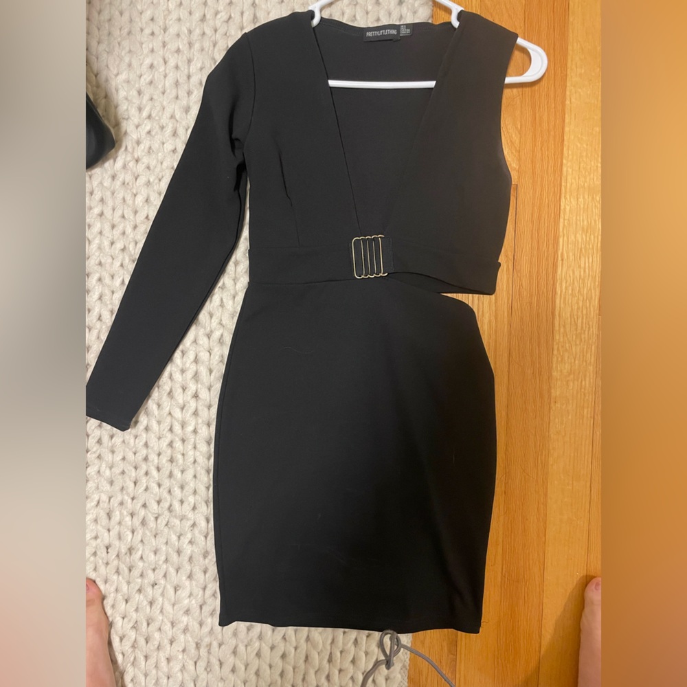 PrettyLittleThing Black Belted Jumpsuit